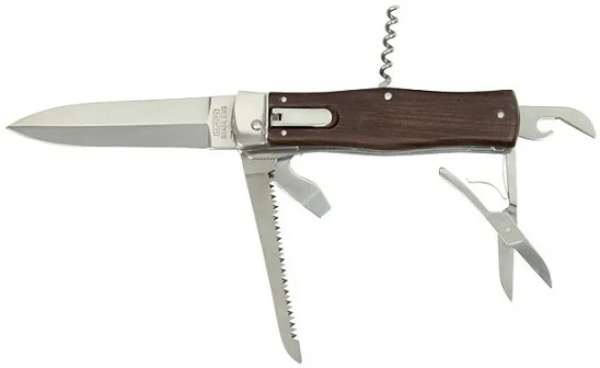 Levně Vyhazovací zavírací nůž PREDATOR 6dílný s pilkou, vývrtkou a nůžkami - střenka palisandr 241-ND-6