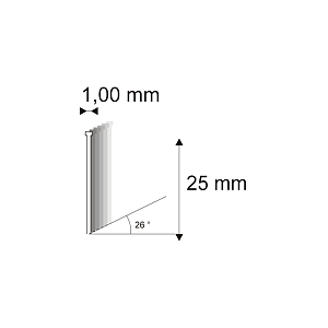 Truhlářské Brady šikmé 26° Narex 500/25 - 1 x 25 mm - 5.000 ks