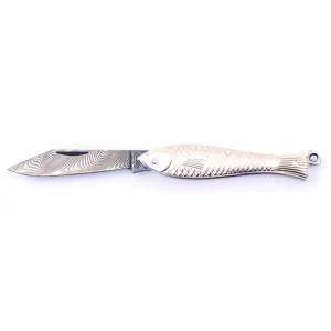 Kapesní zavírací nůž RYBIČKA - stříbrná, damašek 130-DS-1 (925/1000)